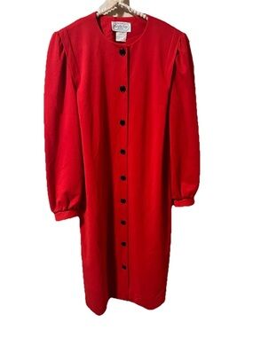 Vintage Leslie Fay Women’s Size 12 Petite Red Long Sleeve Dress